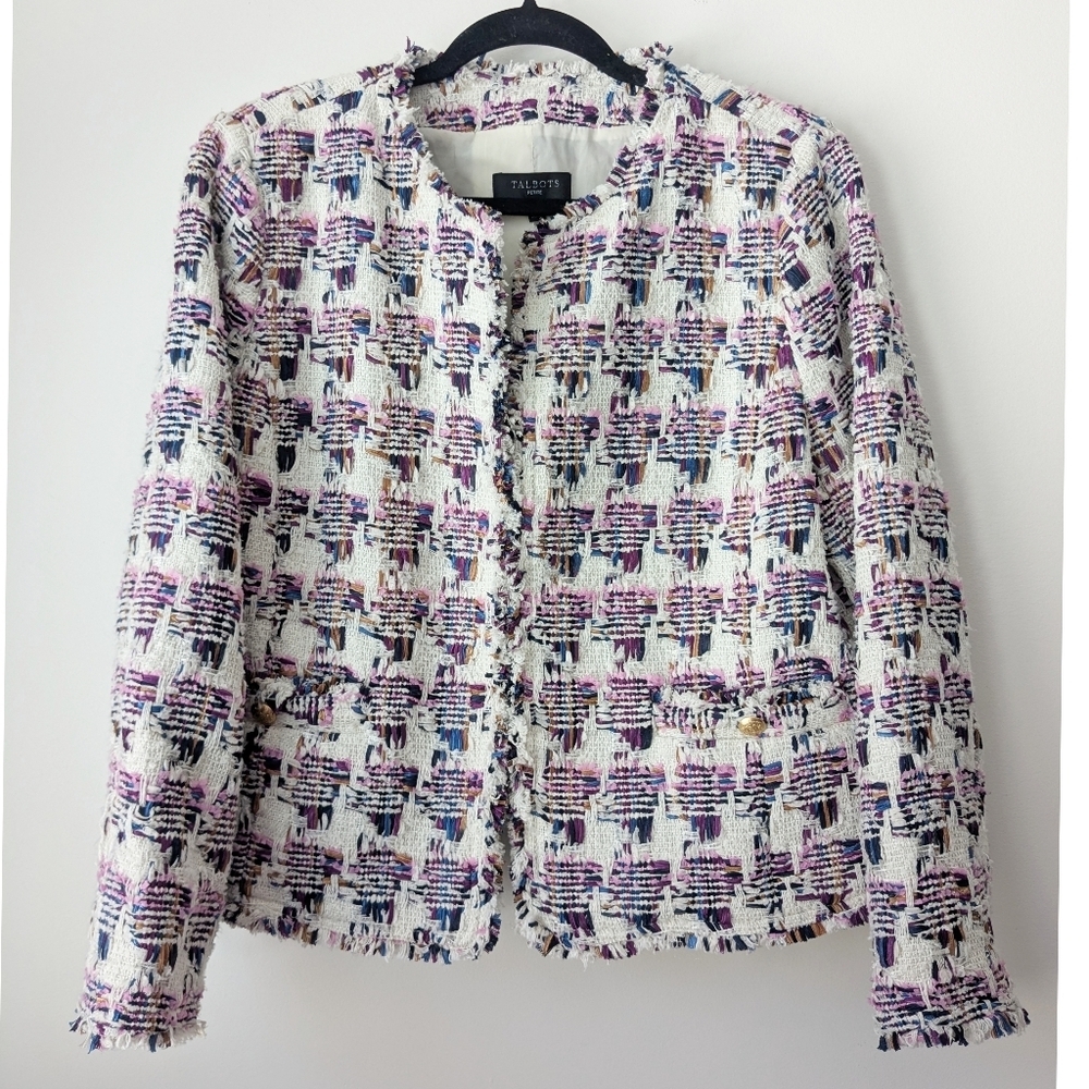 Talbots Collarless Tweed Blazer - Picture 2 of 8